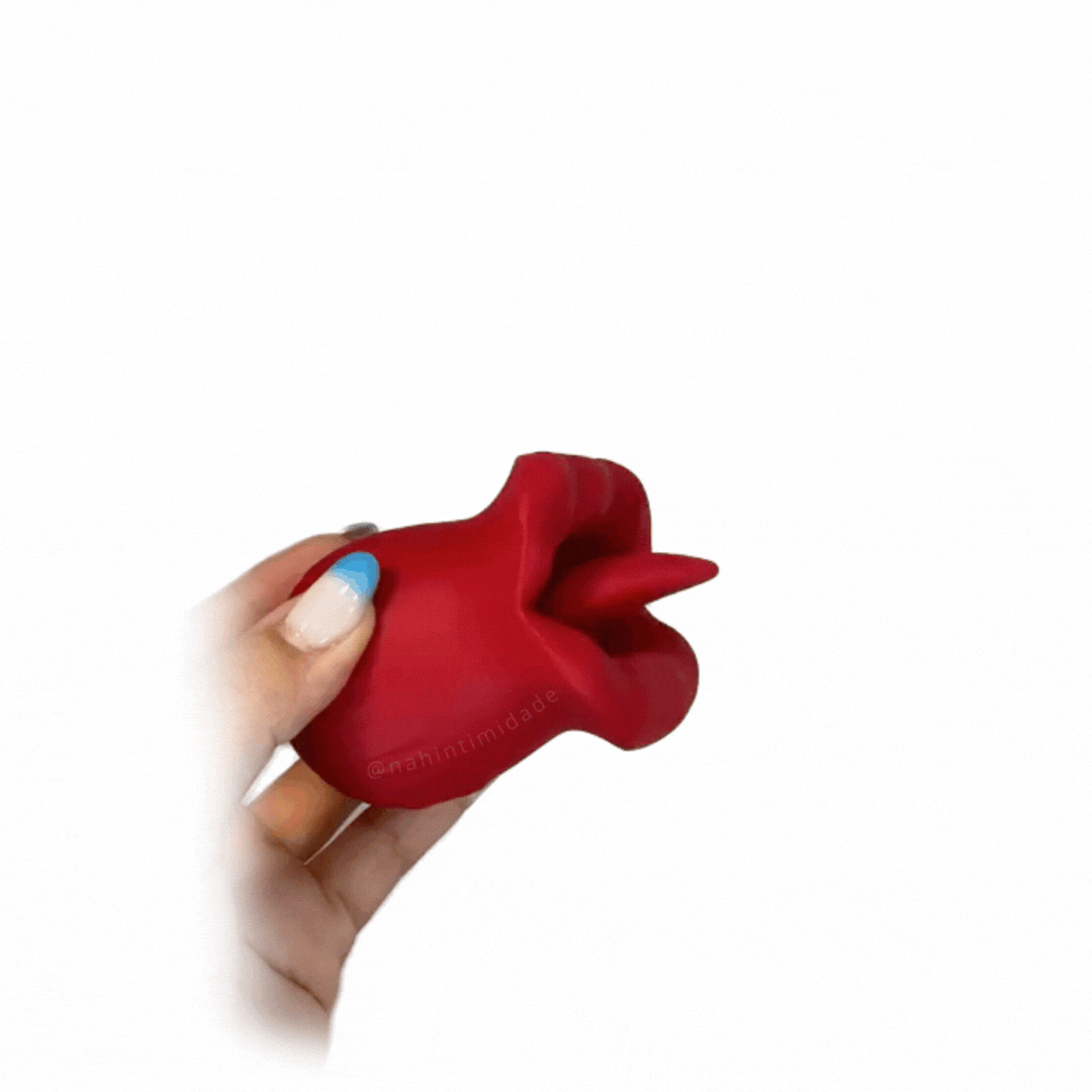 Rosa do Prazer Formato de Boca com Língua com 10 Velocidades e Vibrações - Recarregável - Imagem 2