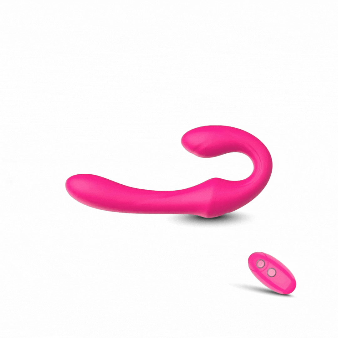 Vibrador Duplo Strapless (Sem Cinta) Para Casal com Controle Remoto - Recarregável - Pink - Imagem 2
