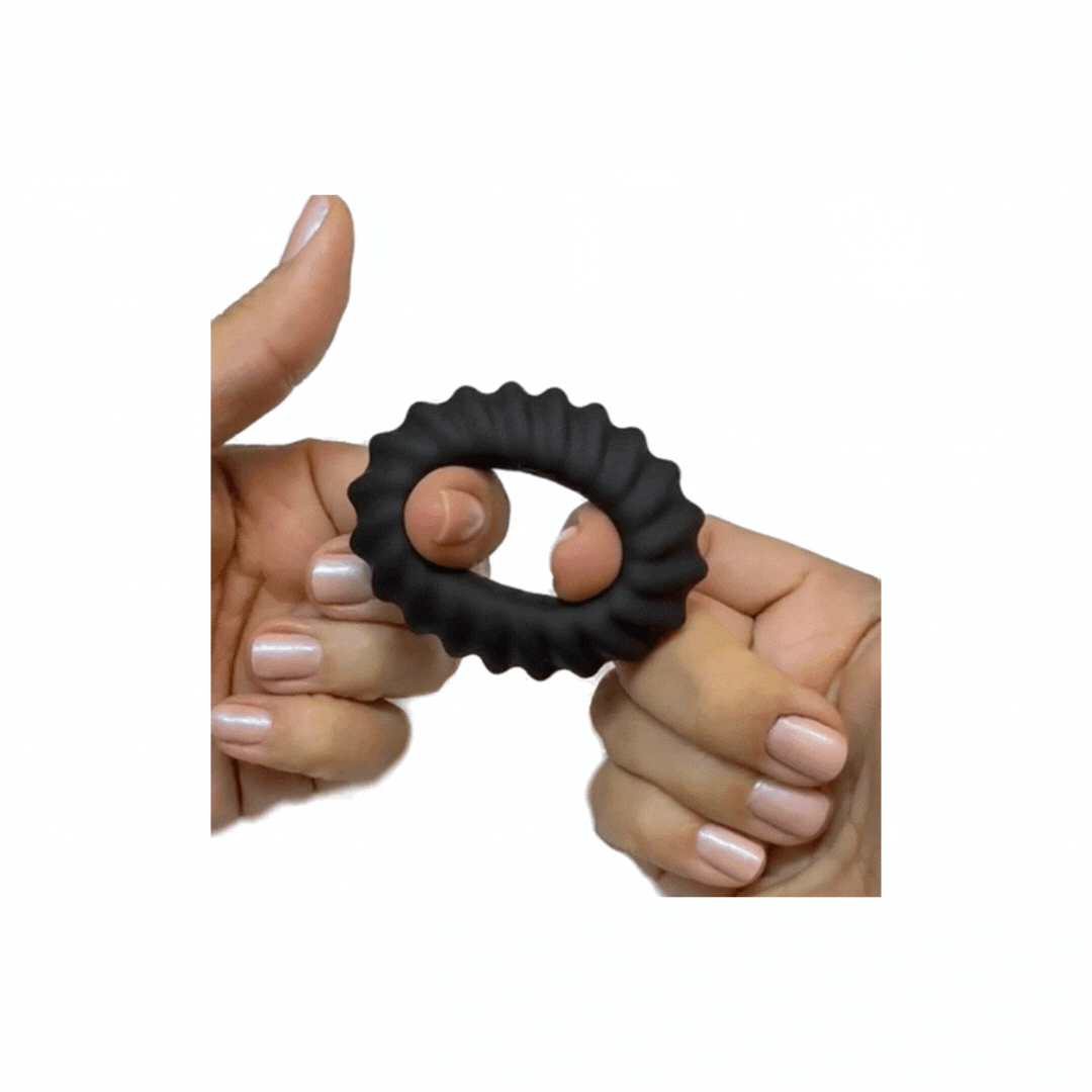 Anel Peniano em Silicone Texturizado - Preto - Imagem 2