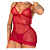 Camisola Sexy de Tule com Calcinha Pietra - Vermelha - Imagem 2