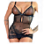 Camisola Sexy de Tule com Calcinha Pietra - Preta - Imagem 2