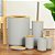 Kit Banheiro Acessórios Lavabo Bambu 6 Peças Lixeira Escova Sanitária Porta Escovas Saboneteira Conjunto Design Moderno - Imagem 7