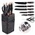 Kit De Faca De Cozinha Com Cepo Jogo De Facas Com Suporte Antiaderente Conjunto 7 Peças Inox Marmorizadas Utensílios - Imagem 1