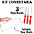 Kit Espátula De Confeiteiro Inox 3 Peças Cortador Nivelador Bolo Fatiador Chan Confeitaria Cozinha Doces Tortas - Imagem 2