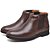 Bota Botina Ortopédica Elastico Calce fácil Bico Redondo Masculina Anatômica Leveterapia Café - Imagem 3