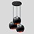Pendente Aluminio Bola Tripla Preto C/ Cobre E-27 - Imagem 1