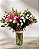 ARRANJO 4 MIX DE FLORES NO VASO DE VIDRO – TAMANHO (GG) - Imagem 1
