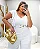 Macacão Manga Babados e Pantacourt Air Flow OffWhite Quality Moda Plus Size Milanjus Sale Loja - Imagem 2