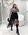 Saia Midi Franja Preta Bright Quality Moda Plus Size DIva loja ultima Sale - Imagem 1