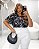 Blusa Estampada Preta Florata Quality Moda Plus Size Milanjus Primavera - Imagem 1