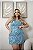 Conjunto Cropped e Saia Short Estampado Azul Florata Quality Moda Plus Size Milanjus Primavera - Imagem 3
