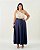 Saia Midi Marinho Quality Moda Plus Size Quebela Primavera - Imagem 1