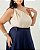Saia Midi Marinho Quality Moda Plus Size Quebela Primavera - Imagem 4