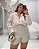 Camisa Listrada Bege Quality Moda Plus Size Quebela Primavera - Imagem 1
