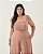 Macacão Recorte Marrom Quality Moda Plus Size Quebela Primavera - Imagem 3