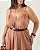 Vestido Fenda Marrom Quality Moda Plus Size Quebela Primavera - Imagem 3
