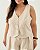 Conjunto Colete e Shorts Bege Quality Moda Plus Size Quebela Primavera - Imagem 3