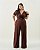 Conjunto Cropped Nó e Pantalona Marrom Quality Moda Plus Size Quebela Primavera - Imagem 3