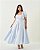 Vestido Midi Meia Manga Azul Quality Moda Plus Size Quebela Primavera - Imagem 1