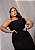Vestido Longo Alfaiataria Preto Estampada Quality Moda Plus Size Milliossi Verão - Imagem 3