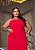 Vestido Longo Alfaiataria Vermelho Estampada Quality Moda Plus Size Milliossi Verão - Imagem 5