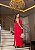Vestido Longo Alfaiataria Vermelho Estampada Quality Moda Plus Size Milliossi Verão - Imagem 2