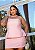Conjunto Tomara que Caia e Saia Short Rosa Quality Moda Plus Size Milliossi Verão - Imagem 3