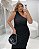 Vestido Midi Drapeado Tule Nula Manga Preto Quality Moda Plus Size Duas Verão - Imagem 2