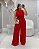 Macacão Pantalona Vermelho com Detalhe Transpassado Quality Moda Plus Size Quebela Verão loja - Imagem 1