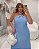 Vestido Midi Azul Serenity Frente Única com Fendas Quality Moda Plus Size Milliossi Verão loja - Imagem 3