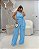 Conjunto Azul Blusa Assimétrica com Faixa e Calça Pantalona Quality Moda Plus Size Divas Verão loja - Imagem 1