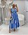 Vestido Midi Listrado Azul Quality Moda Plus Size Alto qbl - Imagem 3