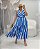 Vestido Midi Listrado Azul Quality Moda Plus Size Alto qbl - Imagem 1