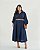 Vestido Midi Cotton Marinho Estampado Moda Plus Size Alto qbl - Imagem 4