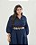 Vestido Midi Cotton Marinho Estampado Moda Plus Size Alto qbl - Imagem 3