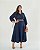 Vestido Midi Cotton Marinho Estampado Moda Plus Size Alto qbl - Imagem 1