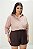 Bermuda Shorts Marrom Moda Plus Size Alto qbl - Imagem 4