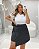 Short Saia Risca de Giz Preto Quality Moda Plus Size dub outono - Imagem 2