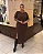 Vestido Manga Curta Midi Canelado Marrom Quality Moda Plus Size mca loja - Imagem 1