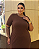 Vestido Manga Curta Midi Canelado Marrom Quality Moda Plus Size mca loja - Imagem 2