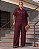 Conjunto Blusa Botões Dourados e Calça Bordo Quality Moda Plus Size Outono mca loja - Imagem 1