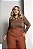 Blusa Manga Longa detalhe Dourado Marrom Quality Moda Plus Size rml Outono loja aura - Imagem 1