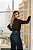 Blusa Manga Longa com Detalhe em Lastex Preta Quality Moda Plus Size dvs Outono Preview town - Imagem 3