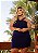 Vestido Curto Azul Marinho Fivela Quality Moda Plus Size Preview rml - Imagem 4