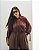 Blusa Manga Longa Franzido Gola Marrom Quality Moda Plus Size Brit Preview qbl - Imagem 4