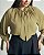 Blusa Manga Longa Franzido Gola Verde Quality Moda Plus Size Brit Preview qbl - Imagem 1