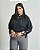 Blusa Manga Longa Franzido Gola Preta Quality Moda Plus Size Brit Preview qbl - Imagem 1