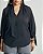 Blusa Manga Longa Franzido Gola Preta Quality Moda Plus Size Brit Preview qbl - Imagem 3