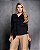 Camisa Tricoline Amarração Preta Quality Moda Plus Size Preview Dub - Imagem 1