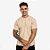 Camiseta Streetwear Básica Lisa Masculina Gola Larga Algodão Premium - Areia - Imagem 1